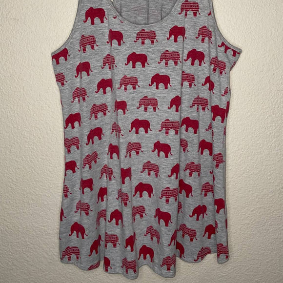 Rue Luju Maternity Top Gray Red Elephant Print Racer Back Tank Womens Large - Picture 5 of 12